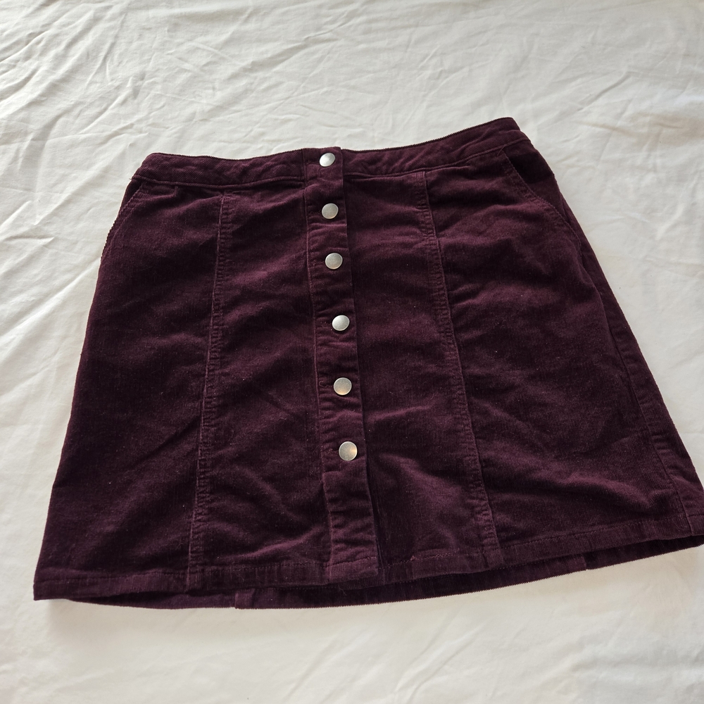 Maurices Deep Purple Button-Front Mini Skirt